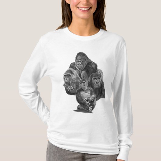 GorillaFamily Long-tshirt (ゴリラ家族ロングTシャツGorillaLife Tシャツ (正面)
