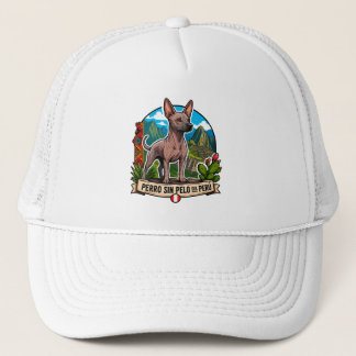 GORRA CON LA IMAGEN DEL PERRO SIN PELO DEL PERU キャップ