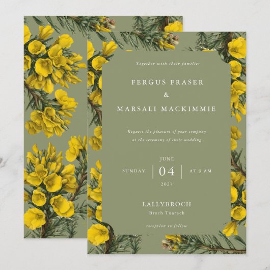 Gorse Botanical Pattern Invitation 招待状 (正面/裏面)