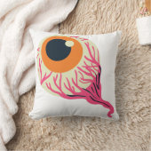 Gory Pink Orange Eyeball Veins Graphic Halloween クッション (ブランケット)