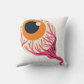Gory Pink Orange Eyeball Veins Graphic Halloween クッション (裏面)