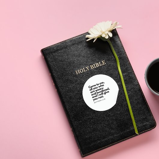 Gospel Quotes, Bible Verse Sticker Come To Me #1 ラウンドシール
