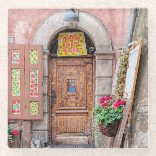 Gospoda Kwiaty Polskie - Warsaw Door ガラスコースター (正面)