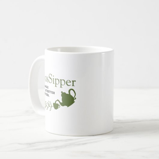 GosSipper Mug – Funny Tea Lover Mug コーヒーマグカップ (正面左)