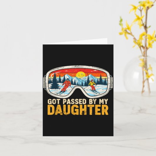 Got Ped By My Daughter Funny Family Skiing  カード (黄色い花)