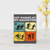 Got Ped By My Daughter Funny Retro Skiing カード (黄色い花)