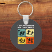 Got Ped By My Daughter Funny Retro Skiing  キーホルダー (正面)