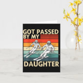 Got Ped By My Daughter Funny Ski カード (黄色い花)