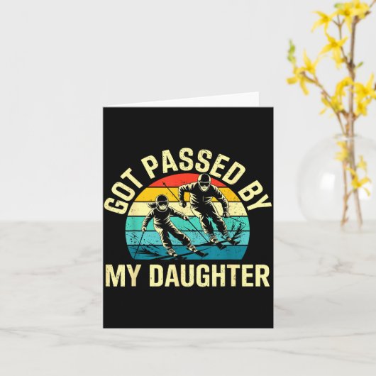 Got Ped By My Daughter Funny Ski Skiing Winter Mou カード (黄色い花)