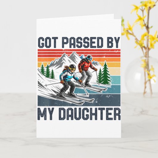 Got Ped By My Daughter Funny Skiing _3  カード (黄色い花)