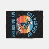 Got Ped By My Daughter Funny Skiing Dad Skiers Lov フリースブランケット (正面(横))