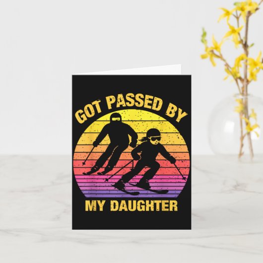 Got Ped By My Daughter Funny Skiing Family  カード (黄色い花)