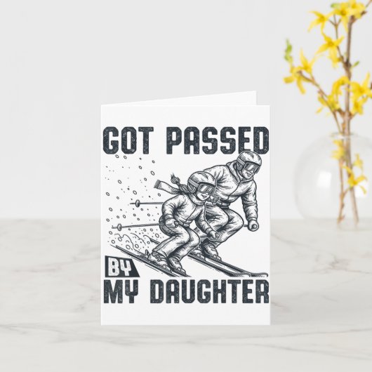 Got Ped By My Daughter Funny Skiing Ski Dad Winter カード (黄色い花)