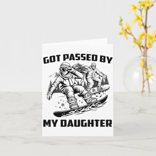 Got Ped By My Daughter Funny Skiing Ski Dad Winter カード (黄色い花)
