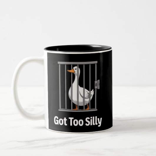 Got Too Silly Funny Goose Pun Humor Animal Lovers ツートーンマグカップ (左)