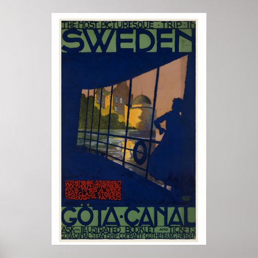 Göta Canal The Most Picturesque Sweden Vintage ポスター (正面)