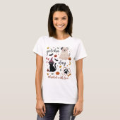 Gotcha Day ハロウィン 黒猫 犬 保護 Tシャツ (正面フル)