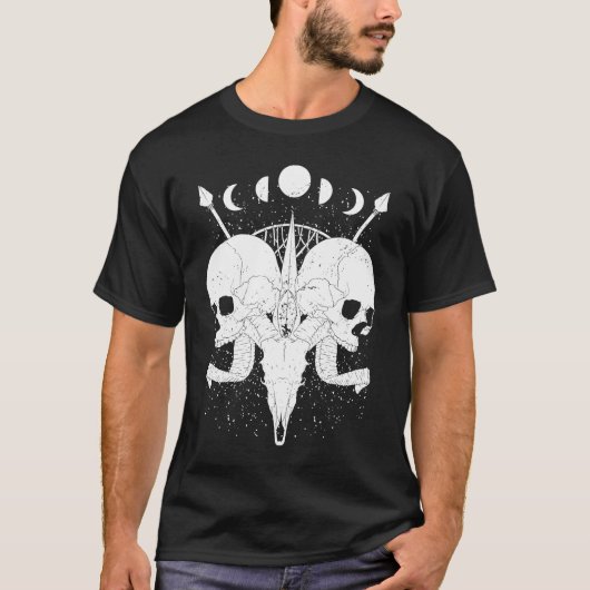 Goth Aesthetic Skull Moon Phases Gothic Grunge Tシャツ (正面)
