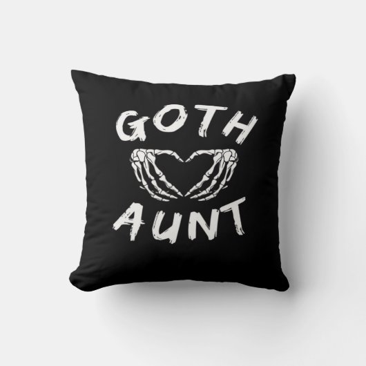 Goth Aunt Punk Skeleton Heart Hands Gothic Design クッション (正面)