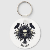 Goth Bouquet with Three Skulls and Two Owls キーホルダー (裏面)