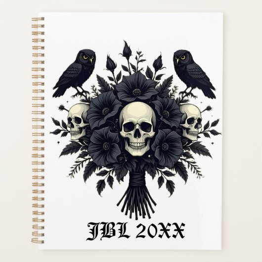 Goth Bouquet with Three Skulls and Two Owls プランナー手帳 (正面)