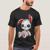 Goth Bunny Cute Gothic White Bunny Red Heart Tシャツ (正面)