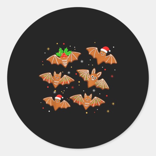 Goth Christmas Shirt For Kids, Soky Cute Bat Ginge ラウンドシール (正面)