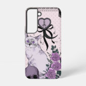 Goth Coquette Cat Phone Case – Pink & Black  Samsung Galaxyケース (裏面)