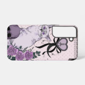 Goth Coquette Cat Phone Case – Pink & Black  Samsung Galaxyケース (裏面横)