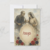 Goth Couple Zombie Halloween Wedding 出欠カード (正面)