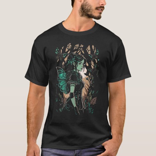 Goth Fairy In Mystical Enchanted Forest Grunge Fai Tシャツ (正面)
