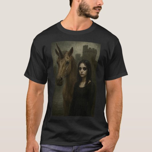 Goth Girl and Unicorn Tシャツ (正面)