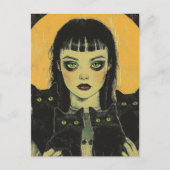 Goth Girl With Four Black Cats ポストカード (正面)