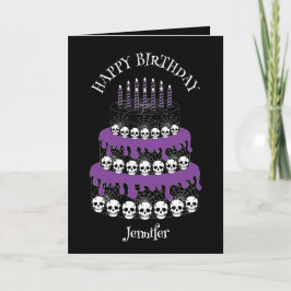 Goth Grunge Skulls Cake Happy Birthday カード