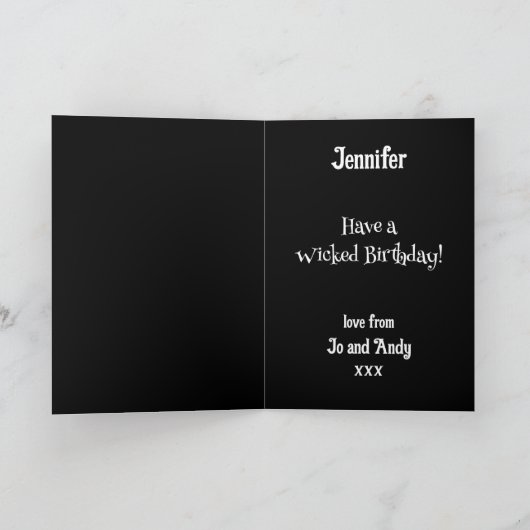 Goth Grunge Skulls Cake Happy Birthday カード (内部)