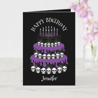 Goth Grunge Skulls Cake Happy Birthday カード