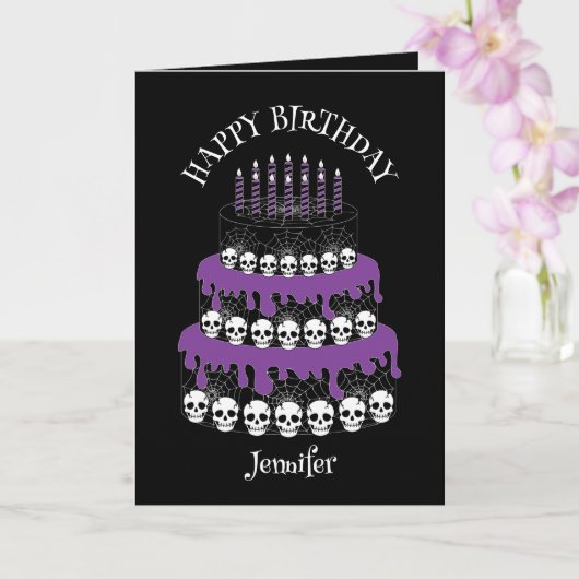 Goth Grunge Skulls Cake Happy Birthday カード (蘭)