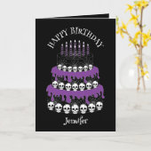 Goth Grunge Skulls Cake Happy Birthday カード (黄色い花)
