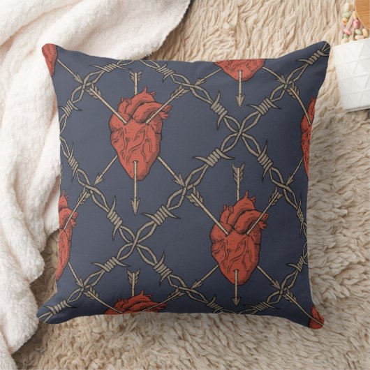 Goth heart throw pillow クッション (ブランケット)