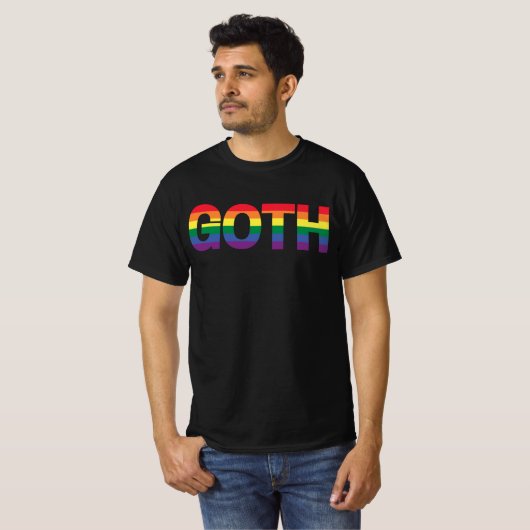 Goth LGBTQ+ Regenbogen Tシャツ (正面フル)