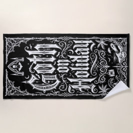 Goth on Holiday Gothic Typography Illustration ビーチタオル