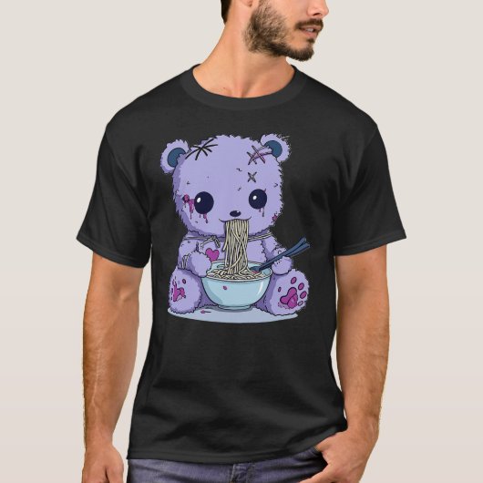 Goth Pastel Cute Creepy Kawaii Teddy Bear Voodoo D Tシャツ (正面)