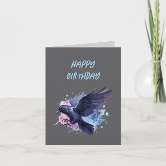 Goth Raven Birthday Card Dark Aesthetic サンキューカード (正面)