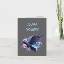 Goth Raven Birthday Card Dark Aesthetic サンキューカード
