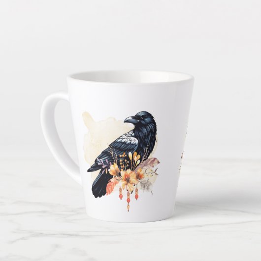 Goth Raven Coffee Mug Dark Aesthetic カフェラテマグ (左アングル)