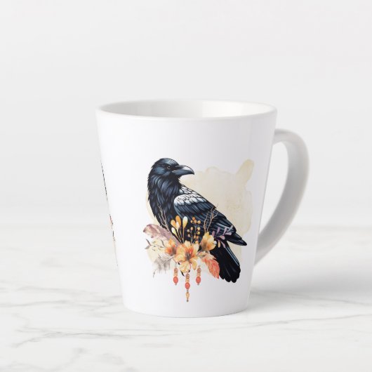 Goth Raven Coffee Mug Dark Aesthetic カフェラテマグ (右アングル)