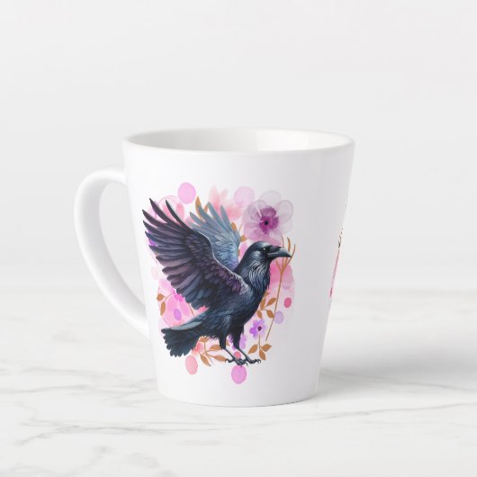 Goth Raven Coffee Mug Dark Aesthetic  カフェラテマグ (左アングル)
