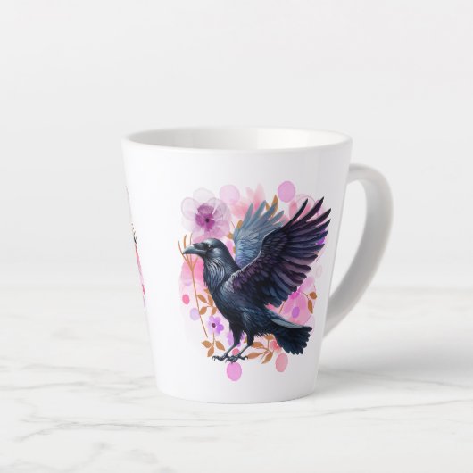 Goth Raven Coffee Mug Dark Aesthetic カフェラテマグ (右アングル)