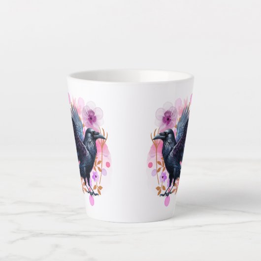 Goth Raven Coffee Mug Dark Aesthetic  カフェラテマグ (正面)