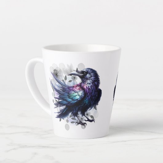 Goth Raven Coffee Mug Dark Aesthetic  カフェラテマグ (左アングル)